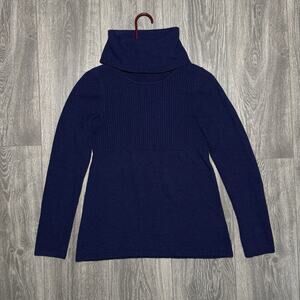 Banana Republic Sweater Womens XS Blue Luxury Cashmere Blend Cowl Neck Ribbed